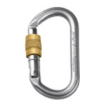 Srebrny stalowy karabinek owalny Singing Rock Steel Oval Triple Lock z potrójną automatyczną blokadą w kolorze złotym